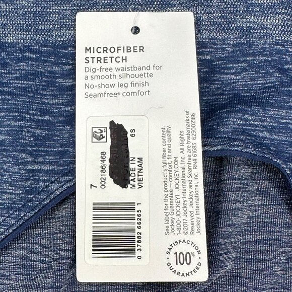 Jockey Women's Size Large 7 Panty Bikini Smooth And Shine Blue New With Tags - Picture 4 of 8